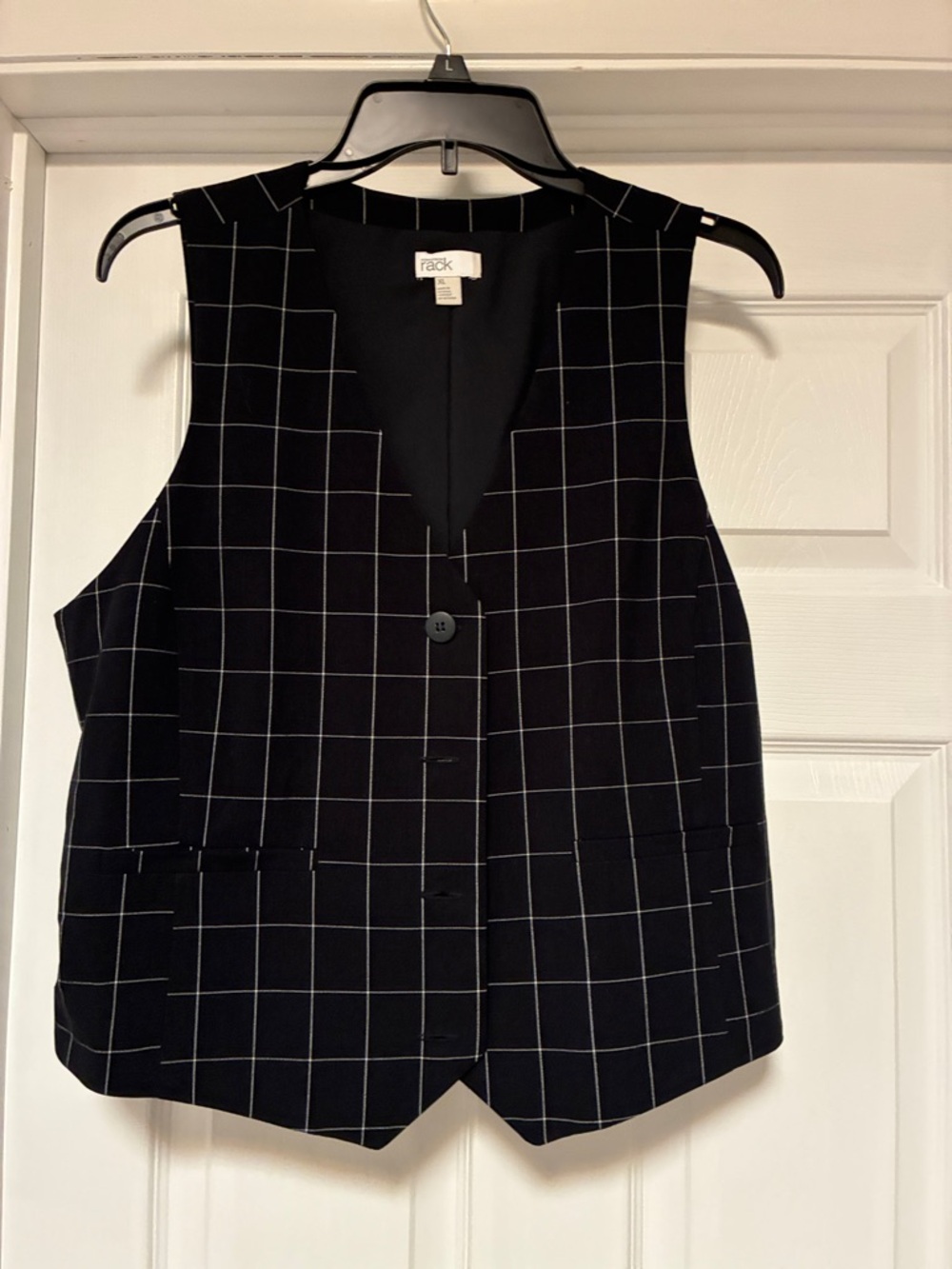 Rack Black Windowpane Vest - Women's Tailored Sleeveless Top